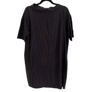 Cos Blue Striped Short Sleeves Side Pockets Pull On Workwear Mini Dress Size 8